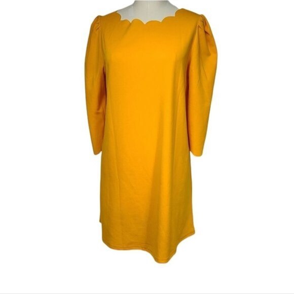 Shein Scalloped Yellow Dress Back Tie Women's M - Picture 1 of 7